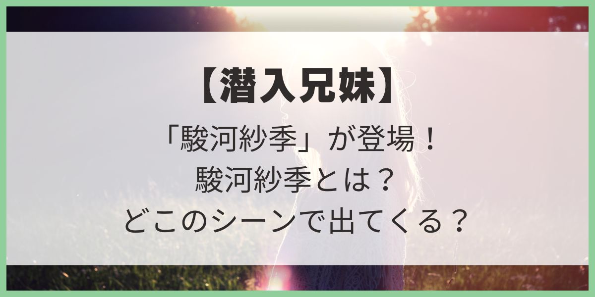 潜入兄妹 駿河紗季 登場 宮本茉由　予想